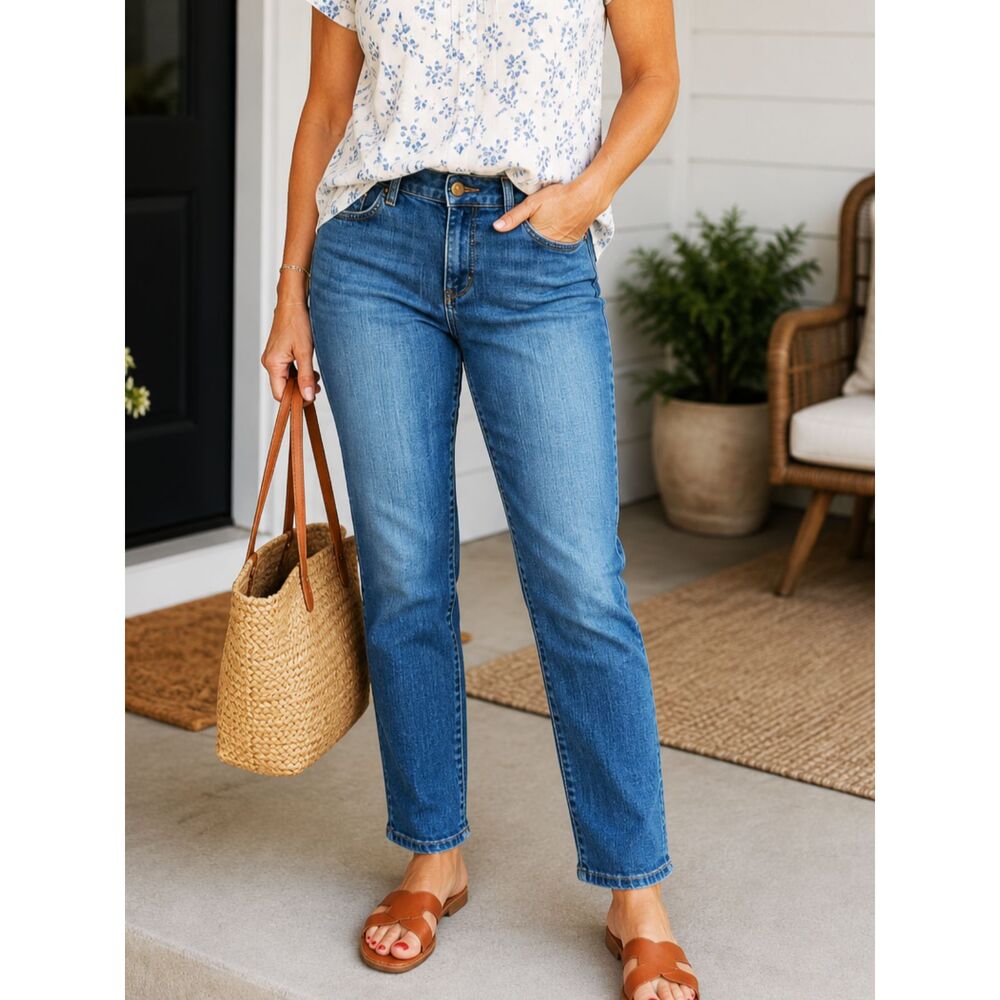 LEE Straight Leg Mid Rise Sz 12 Women's Regular Fit Stretch Jeans